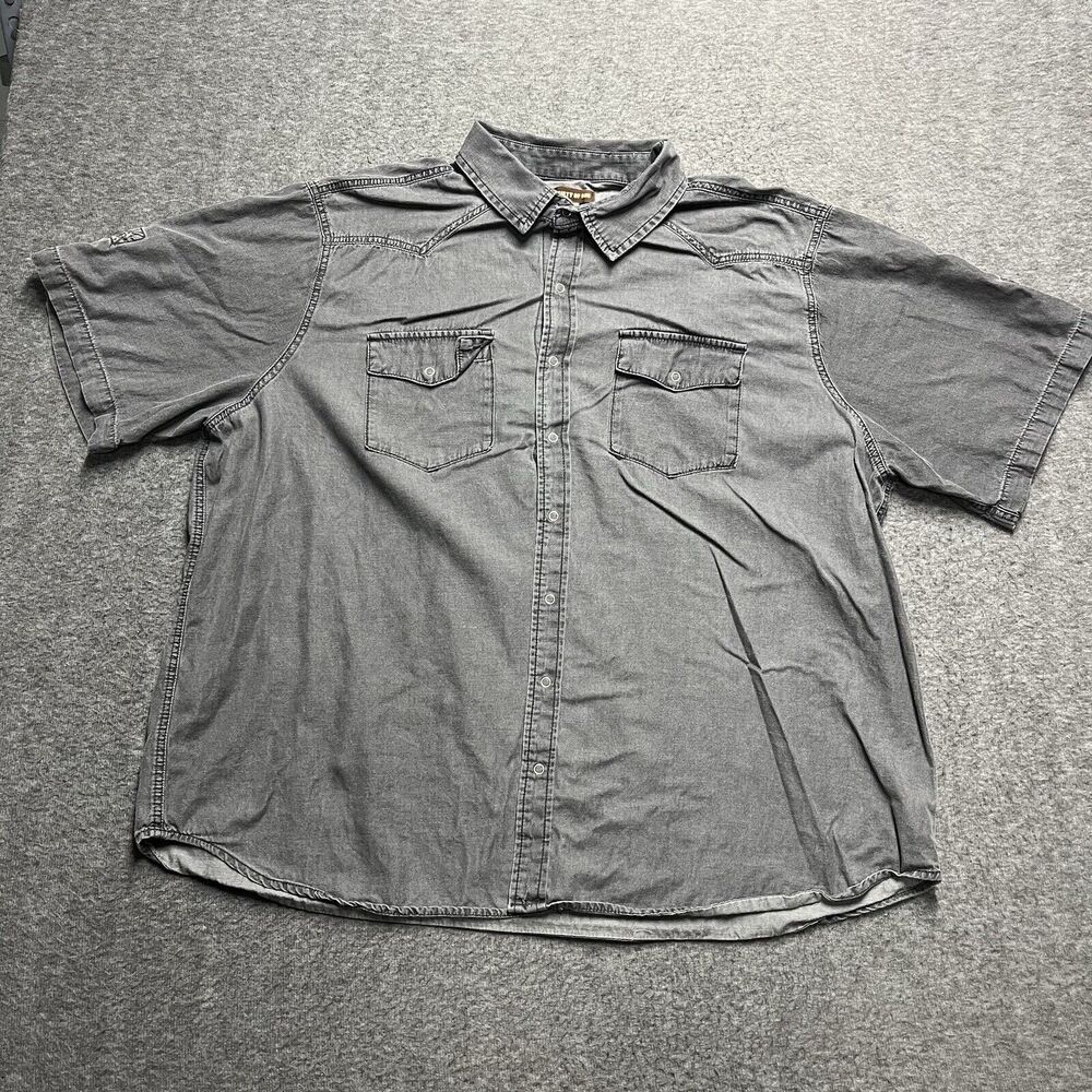 Society Of One Collared Shirt Mens 3XL Gray Short Sleeve Snap Closure